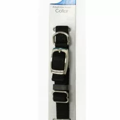 Master PawsÂ® Adjustable Metal Black Nylon Dog Collar - Medium